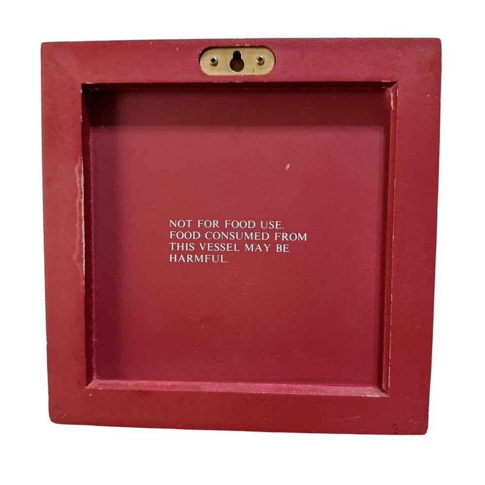 Vintage Folk Art Ceramic Tile Wall Plaque Friend Quote Wood Frame 6.5